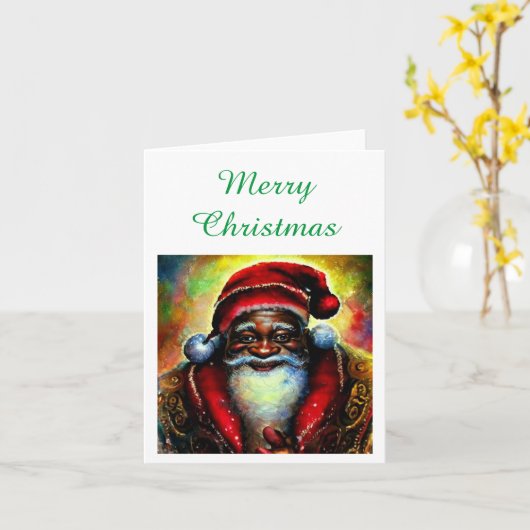 Zwarte Kerstman Zalig Kerstmis Lege Kaart (Gele Bloem)