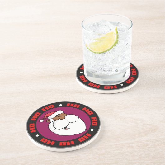 Zwarte kerstman zandsteen onderzetter (Zijkant)