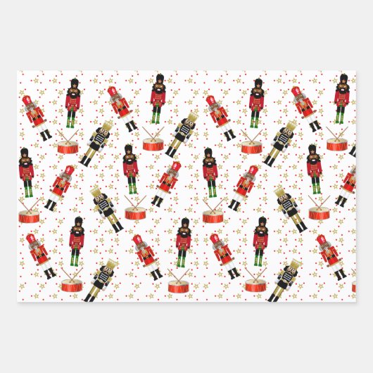 Zwarte kerstmankjes met zwarte Nutkraker Inpakpapier Vel (Voorkant 2)