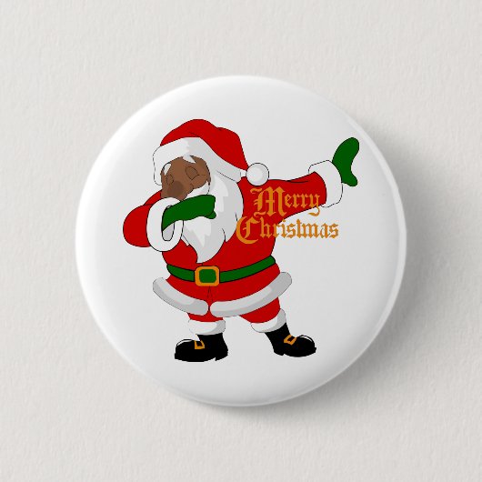 zwarte kerstmanvis ronde button 5,7 cm (Voorkant)