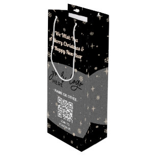 Zwarte Kerstmis Business Logo QR-code Snowflake Wijn Cadeautas
