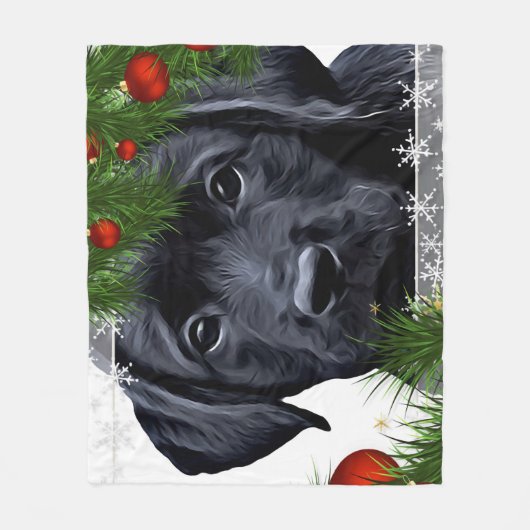 Zwarte Kerstmis - Cute Dog Puppy Labrador Fleece Deken (Voorkant)