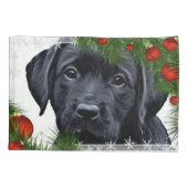 Zwarte Kerstmis - Cute Dog Puppy Labrador Kussensloop (Achterkant)