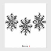 Zwarte kerstsneeuwvlokken op sticker (Vel)