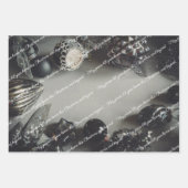  zwarte kerstversiering met lint inpakpapier vel (Voorkant)