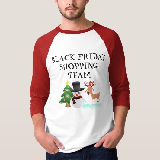 Zwarte kerstwinkelteam op vrijdag t-shirt (Voorkant)