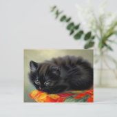  zwarte keuken met rode ventilatorbak briefkaart (Staand voorkant)