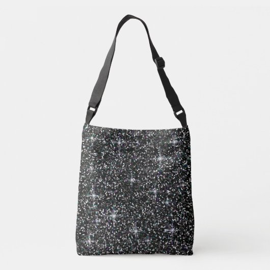 Zwarte kiezelglitter crossbody tas (Achterkant)