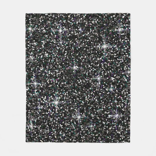 Zwarte kiezelglitter fleece deken (Voorkant)