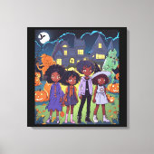 Zwarte Kinderen struikelen over een spookstad Hall Canvas Afdruk (Voorkant)