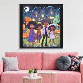 Zwarte Kinderen struikelen over een spookstad Hall Canvas Afdruk (Insitu (Woonkamer))