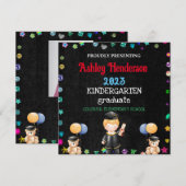 Zwarte Kindergarten Afstuderen Kaart (Voorkant / Achterkant)