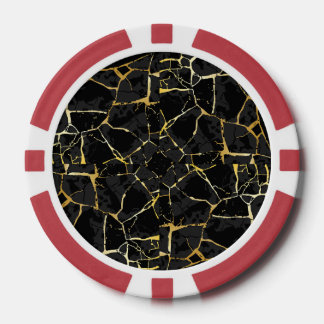 Zwarte Kintsugi Goudader Poker Chips