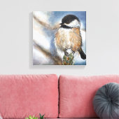 Zwarte kippeetvogel in de winter canvas afdruk (Insitu (Woonkamer))