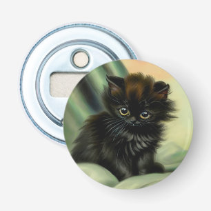  zwarte Kitten-illustratie Button Flesopener