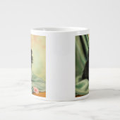 zwarte Kitten-illustratie Extra Grote Beker (Voorkant)