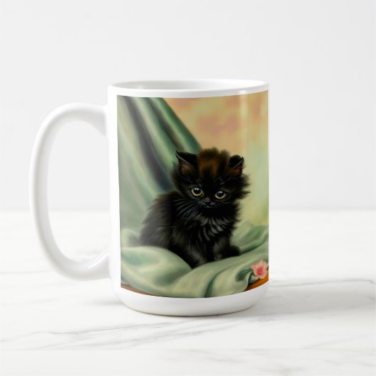 zwarte Kitten-illustratie Koffiemok (Links)
