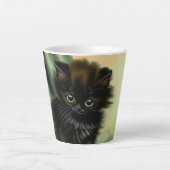  zwarte Kitten-illustratie Latte Mok (Voorkant)