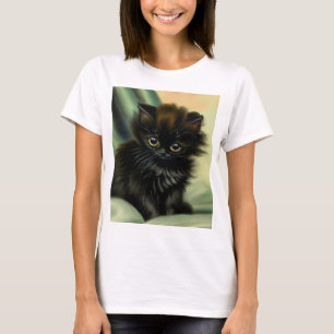  zwarte Kitten-illustratie T-shirt