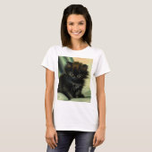 zwarte Kitten-illustratie T-shirt (Voorkant volledig)