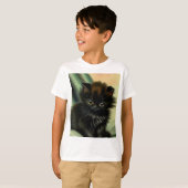  zwarte Kitten-illustratie T-shirt (Voorkant volledig)