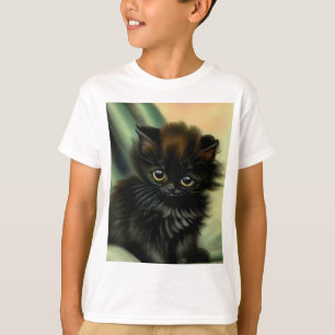  zwarte Kitten-illustratie T-shirt