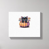 Zwarte kitten in Treat Bucket Classic T-Shirt Canvas Afdruk (Voorkant)