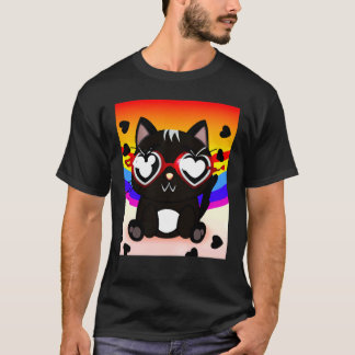 Zwarte Kitten Valentijnsdag 2023 Kat Valentijn T-shirt