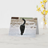 Zwarte Kitty Kat Kute Aanpasbare Kaart (Gele Bloem)