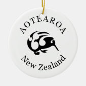Zwarte KIWI met Koru Keramisch Ornament (Voorkant)