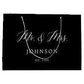 Zwarte Klassieke Mr en Mrs Jonggehuwden Grote Cade Groot Cadeauzakje (Achterkant)