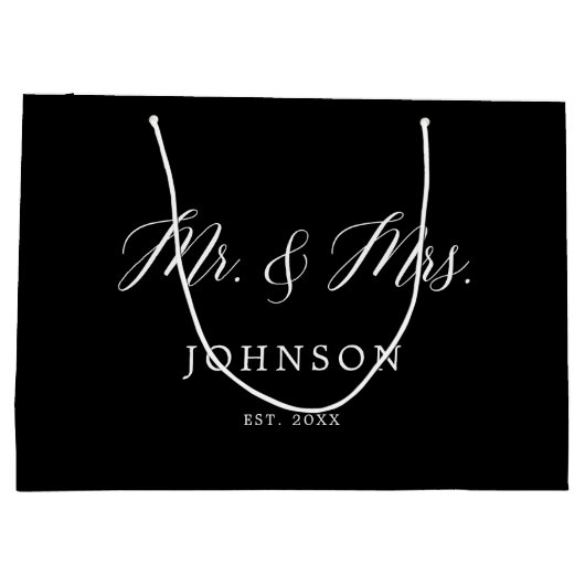 Zwarte Klassieke Mr en Mrs Jonggehuwden Grote Cade Groot Cadeauzakje (Achterkant)