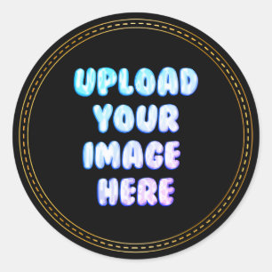 Zwarte klassieke ronde sticker met bedrijfslogo