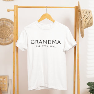 Zwarte Klassieke Typografie Oprichting Oma T-shirt