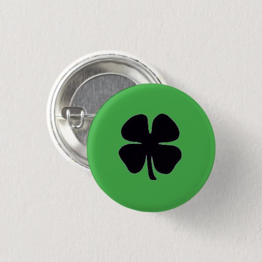 Zwarte Klaver groene knop Ronde Button 3,2 Cm (Voorkant /achterkant)
