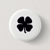 Zwarte Klaver witte knop Ronde Button 3,2 Cm (Voorkant)