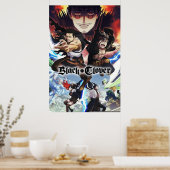 Zwarte klaverspad-boog poster (Keuken)