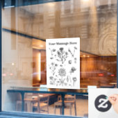 zwarte, kleine, vrije ventilator, eenvoudige rege raamsticker (Cafe Raam)