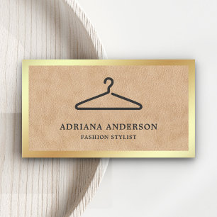 Zwarte klerenhanger van bruin leer Mode stylist Visitekaartje