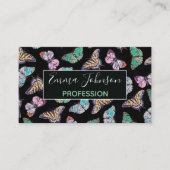 Zwarte kleurige Waterverf Butterflies Visitekaartje (Voorkant)