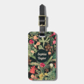 Zwarte  kleurrijke cactus bagagelabel (Voorkant verticaal)