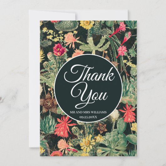 Zwarte  kleurrijke cactus kaart (Voorkant)