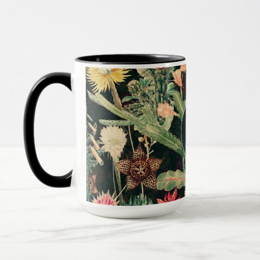 Zwarte kleurrijke cactus mok (Links)