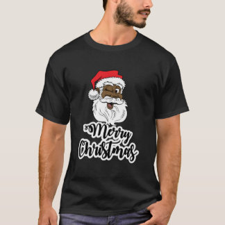 Zwarte knipogende Kerstman Blij Afro-Amerikaanse K T-shirt