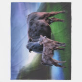 Zwarte Koe en kalf Fleece Deken (Voorkant)