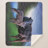 Zwarte Koe en kalf Sherpa Deken (Voorkant)