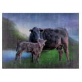 Zwarte Koe en kalf Snijplank (Voorkant)
