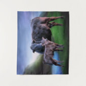 Zwarte Koe en kalf Wandkleed (Voorkant)