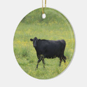 Zwarte koe keramisch ornament (Links)