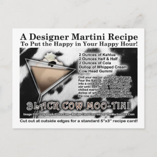 Zwarte Koe Moo-Tini Martini Recept Briefkaart